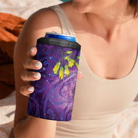 New Zealand Tui Bird Matariki 4 in 1 Can Cooler Tumbler Kowhai Flower Silver Fern Galaxy Maori Pattern LT22 - Polynesian Pride