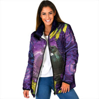 New Zealand Tui Bird Matariki Padded Jacket Kowhai Flower Silver Fern Galaxy Maori Pattern