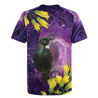 New Zealand Tui Bird Matariki Rugby Jersey Kowhai Flower Silver Fern Galaxy Maori Pattern LT22 - Polynesian Pride