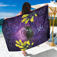 New Zealand Tui Bird Matariki Sarong Kowhai Flower Silver Fern Galaxy Maori Pattern LT22 One Size 44 x 66 inches Purple - Polynesian Pride