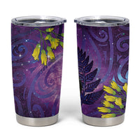 New Zealand Tui Bird Matariki Tumbler Cup Kowhai Flower Silver Fern Galaxy Maori Pattern LT22 Purple - Polynesian Pride