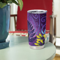 New Zealand Tui Bird Matariki Tumbler Cup Kowhai Flower Silver Fern Galaxy Maori Pattern LT22 - Polynesian Pride