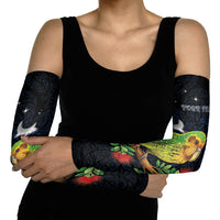 New Zealand Kakapo Matariki Personalised Arm Sleeves Pohutukawa Flower Galaxy Maori Pattern