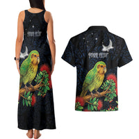 New Zealand Kakapo Matariki Personalised Couples Matching Tank Maxi Dress and Hawaiian Shirt Pohutukawa Flower Galaxy Maori Pattern LT22 - Polynesian Pride