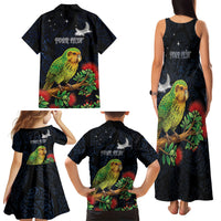 New Zealand Kakapo Matariki Personalised Family Matching Tank Maxi Dress and Hawaiian Shirt Pohutukawa Flower Galaxy Maori Pattern LT22 - Polynesian Pride