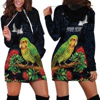 New Zealand Kakapo Matariki Personalised Hoodie Dress Pohutukawa Flower Galaxy Maori Pattern LT22 - Polynesian Pride