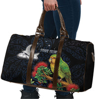 New Zealand Kakapo Matariki Personalised Travel Bag Pohutukawa Flower Galaxy Maori Pattern LT22 - Polynesian Pride