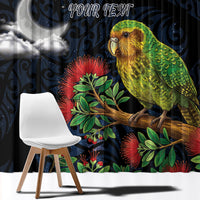 New Zealand Kakapo Matariki Personalised Window Curtain Pohutukawa Flower Galaxy Maori Pattern