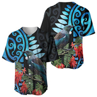 Tui Bird Kakabeak New Zealand Baseball Jersey Clianthus Galaxy Maori Koru Pattern