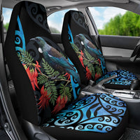 Tui Bird Kakabeak New Zealand Car Seat Cover Clianthus Galaxy Maori Koru Pattern