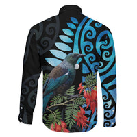 Tui Bird Kakabeak New Zealand Family Matching Off The Shoulder Long Sleeve Dress and Hawaiian Shirt Clianthus Galaxy Maori Koru Pattern LT22 - Polynesian Pride
