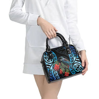 Tui Bird Kakabeak New Zealand Shoulder Handbag Clianthus Galaxy Maori Koru Pattern