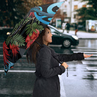 Tui Bird Kakabeak New Zealand Umbrella Clianthus Galaxy Maori Koru Pattern