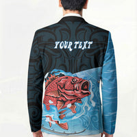 Personalised Snapper Fishing New Zealand Blazer Tamure Fish Hook Maori Pattern