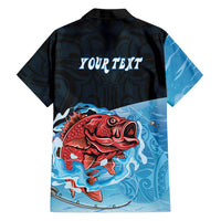 Personalised Snapper Fishing New Zealand Family Matching Short Sleeve Bodycon Dress and Hawaiian Shirt Tamure Fish Hook Maori Pattern LT22 - Polynesian Pride