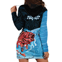 Personalised Snapper Fishing New Zealand Hoodie Dress Tamure Fish Hook Maori Pattern LT22 - Polynesian Pride