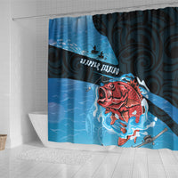 Snapper Fishing New Zealand Shower Curtain Tamure Fish Hook Maori Pattern