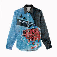Personalised Snapper Fishing New Zealand Women Casual Shirt Tamure Fish Hook Maori Pattern LT22 - Polynesian Pride