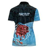 Personalised Snapper Fishing New Zealand Women Polo Shirt Tamure Fish Hook Maori Pattern LT22 - Polynesian Pride