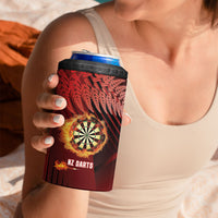 Personalised Darts New Zealand 4 in 1 Can Cooler Tumbler Silver Fern Red Color LT22 - Polynesian Pride