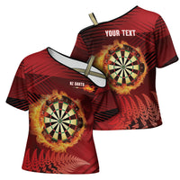 Personalised Darts New Zealand Cross Shoulder Shirt Silver Fern Red Color