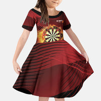 Personalised Darts New Zealand Family Matching Off Shoulder Maxi Dress and Hawaiian Shirt Silver Fern Red Color LT22 Daughter's Dress Red - Polynesian Pride