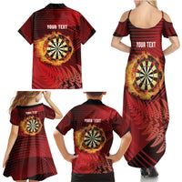 Personalised Darts New Zealand Family Matching Summer Maxi Dress and Hawaiian Shirt Silver Fern Red Color LT22 - Polynesian Pride