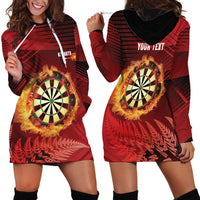 Personalised Darts New Zealand Hoodie Dress Silver Fern Red Color LT22 - Polynesian Pride
