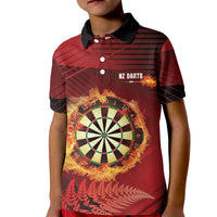 Personalised Darts New Zealand Kid Polo Shirt Silver Fern Red Color