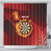 Personalised Darts New Zealand Shower Curtain Silver Fern Red Color