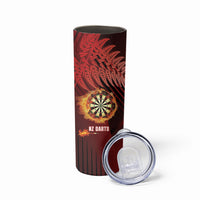 Personalised Darts New Zealand Skinny Tumbler Silver Fern Red Color LT22 - Polynesian Pride