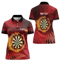 Personalised Darts New Zealand Women Polo Shirt Silver Fern Red Color LT22 - Polynesian Pride
