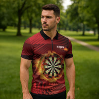 Personalised Darts New Zealand Zipper Polo Shirt Silver Fern Red Color LT22 - Polynesian Pride