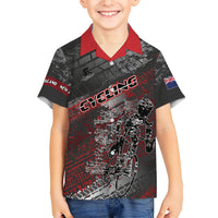 Personalised Cycling New Zealand Family Matching Short Sleeve Bodycon Dress and Hawaiian Shirt Aotearoa Pride Sportswear LT22 Son's Shirt Red - Polynesian Pride