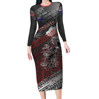 Personalised Cycling New Zealand Long Sleeve Bodycon Dress Aotearoa Pride Sportswear LT22 Long Dress Red - Polynesian Pride