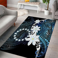 Cook Islands Maori Language Week Area Rug Tiare Maori Kuki Airani Blue Pattern LT22 - Polynesian Pride