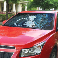 Cook Islands Maori Language Week Auto Sun Shade Tiare Maori Kuki Airani Blue Pattern LT22 - Polynesian Pride