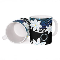 Cook Islands Maori Language Week Ceramic Mug Tiare Maori Kuki Airani Blue Pattern LT22 - Polynesian Pride
