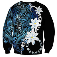 Cook Islands Maori Language Week Sweatshirt Tiare Maori Kuki Airani Blue Pattern LT22 - Polynesian Pride