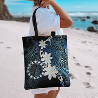 Cook Islands Maori Language Week Tote Bag Tiare Maori Kuki Airani Blue Pattern LT22 - Polynesian Pride