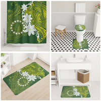 Cook Islands Maori Language Week Bathroom Set Tiare Maori Kuki Airani Green Pattern LT22 - Polynesian Pride