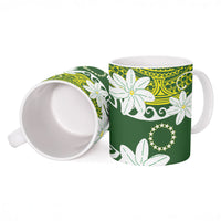 Cook Islands Maori Language Week Ceramic Mug Tiare Maori Kuki Airani Green Pattern LT22 - Polynesian Pride