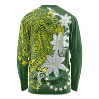 Cook Islands Maori Language Week Long Sleeve Shirt Tiare Maori Kuki Airani Green Pattern LT22 - Polynesian Pride