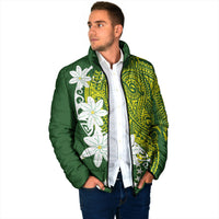 Cook Islands Maori Language Week Padded Jacket Tiare Maori Kuki Airani Green Pattern LT22 - Polynesian Pride