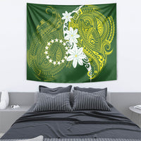 Cook Islands Maori Language Week Tapestry Tiare Maori Kuki Airani Green Pattern LT22 - Polynesian Pride