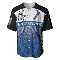 Personalised Cycling New Zealand Baseball Jersey Aotearoa Map Fern Maori Pattern