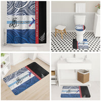 Personalised Cycling New Zealand Bathroom Set Aotearoa Map Fern Maori Pattern