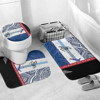 Personalised Cycling New Zealand Bathroom Set Aotearoa Map Fern Maori Pattern