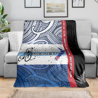 Personalised Cycling New Zealand Blanket Aotearoa Map Fern Maori Pattern