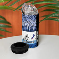 Personalised Cycling New Zealand 4 in 1 Can Cooler Tumbler Aotearoa Map Fern Maori Pattern LT22 - Polynesian Pride
